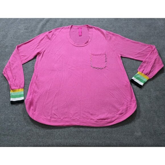 Zaket & Plover Sweater Women S Pink Silk Cotton LS Lightweight Boho Preppy Twee - Picture 10 of 13